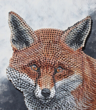 Peinture intitulée "Tête de renard" par Sab Arts, Œuvre d'art originale, Acrylique Monté sur Plexiglas