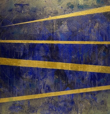 Painting titled "Gold Line" by Sab Wisniewsky, Original Artwork, Acrylic