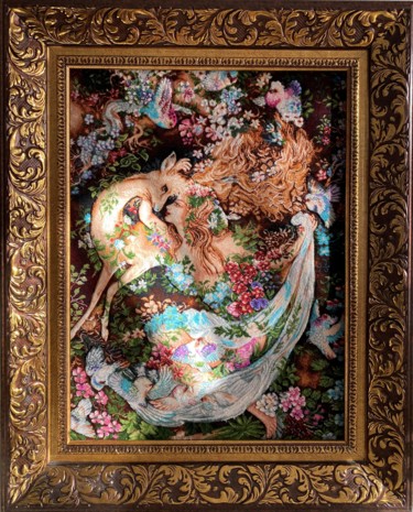 纺织艺术 标题为“Tableau tapis fait…” 由Fariba Ahmadi, 原创艺术品, 挂毯