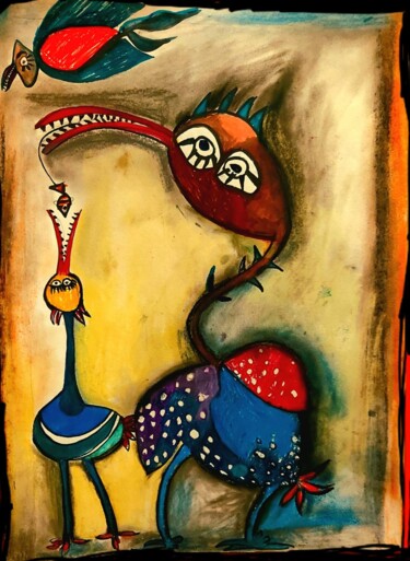 Schilderij getiteld "Natura" door Sabah Kara, Origineel Kunstwerk, Pastel