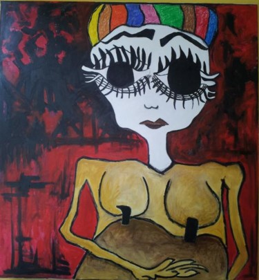 Peinture intitulée "Auto portrait" par Sabah Kara, Œuvre d'art originale