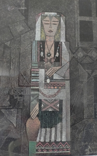 Impressões e gravuras intitulada "La femme albanaise" por Sabajete Doda, Obras de arte originais, Gravação