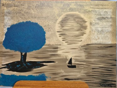 Painting titled "L arbre bleu" by Sabin'Art, Original Artwork, Acrylic