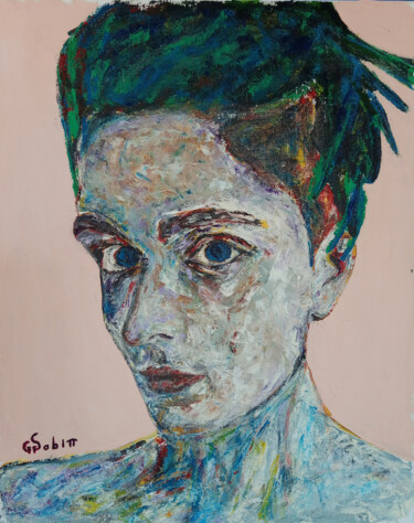 Schilderij getiteld "Girl 1" door Sabin, Origineel Kunstwerk, Acryl Gemonteerd op Karton