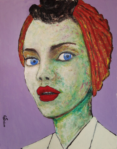 Schilderij getiteld "Girl 2" door Sabin, Origineel Kunstwerk, Acryl Gemonteerd op Karton