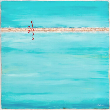 Painting titled "Turquoise Coast" by Sabina D'Antonio, Original Artwork, Acrylic Mounted on Wood Stretcher frame
