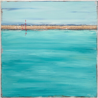 Painting titled "Blue Silence" by Sabina D'Antonio, Original Artwork, Acrylic Mounted on Wood Stretcher frame