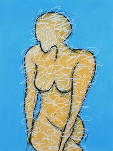 Desenho intitulada "Burlesque Blue" por Sabina D'Antonio, Obras de arte originais, Pastel