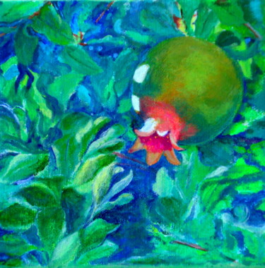 Peinture intitulée "Pomegranate  - One…" par Sabina Faynberg, Œuvre d'art originale, Acrylique Monté sur Panneau de bois