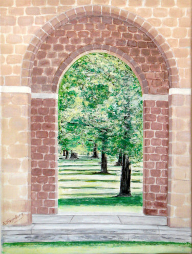 Painting titled "Arch Walls at the E…" by Sabina Faynberg, Original Artwork, Gouache