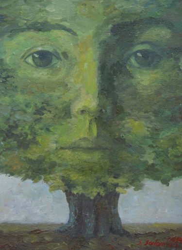 Malarstwo zatytułowany „Zielone spojrzenie” autorstwa Sabina Salamon Konieczny, Oryginalna praca, Olej