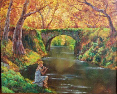 Painting titled "sonate d'automne" by Sabina Shvedova, Original Artwork, Oil Mounted on Wood Stretcher frame