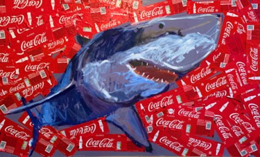 Collages getiteld "Shark" door Sabina Pyraeva, Origineel Kunstwerk, Olie