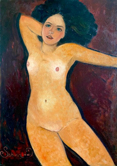 Pintura intitulada "“Self-portrait”" por Sabina Pyraeva, Obras de arte originais, Óleo