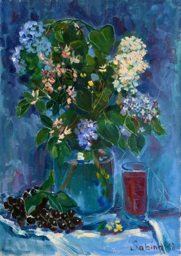 Painting titled "Lilac" by Sabina Pyraeva, Original Artwork, Oil