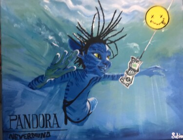 Painting titled "Pandora Nevermind" by Sabine Chapron, Original Artwork, Acrylic Mounted on Wood Stretcher frame