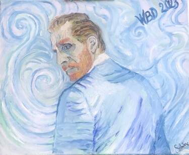 Painting titled "Vang Gogh et moi: w…" by Sabine Chapron, Original Artwork, Oil Mounted on Wood Stretcher frame