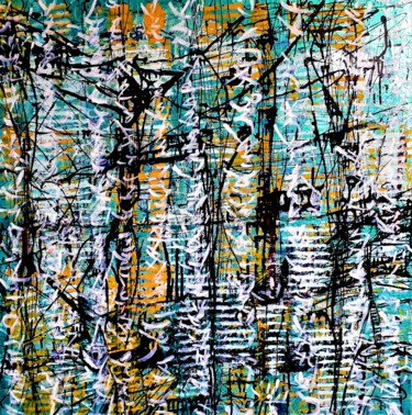 Painting titled "Blue jungle" by Sabine Deluze, Original Artwork, Acrylic