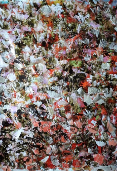 Malerei mit dem Titel "Flowers war" von Sabine Deluze, Original-Kunstwerk, Glasmalerei