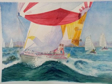 Painting titled "Colour Your Sail" by Sabine Dumont De Lalande, Original Artwork, Watercolor