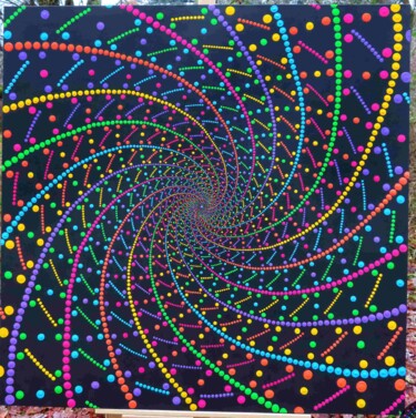 Ζωγραφική με τίτλο "Rainbow Energy" από Sabine Giniaux (MandaLife), Αυθεντικά έργα τέχνης, Ακρυλικό Τοποθετήθηκε στο Ξύλινο…
