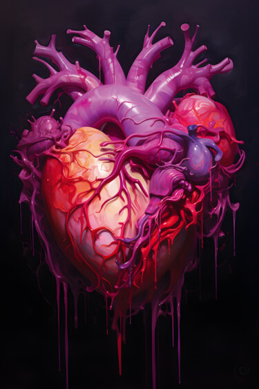 Artes digitais intitulada "Vivid Heart" por Sabine Glardon, Obras de arte originais, Imagem gerada por IA