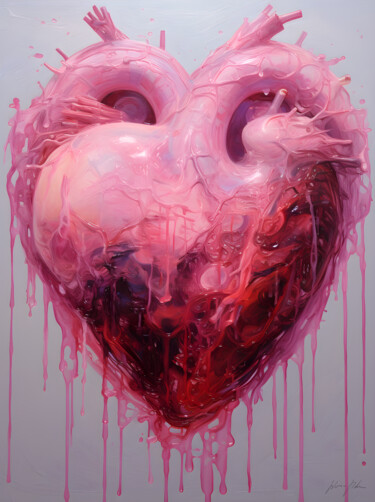 Arts numériques intitulée "Bloody Heart" par Sabine Glardon, Œuvre d'art originale, Image générée par l'IA