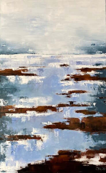 Painting titled "Reflections" by Sabine Kay, Original Artwork, Oil Mounted on Wood Stretcher frame