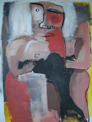 Peinture intitulée "femme-assise-sur-un…" par Sabine Maffre, Œuvre d'art originale