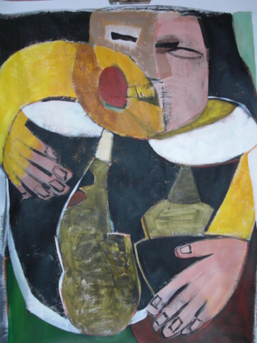 Peinture intitulée "femme-aux-deux-vase…" par Sabine Maffre, Œuvre d'art originale