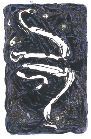 Printmaking titled "Dakini dansante 2" by Sabine Maggiani, Original Artwork, Monotype