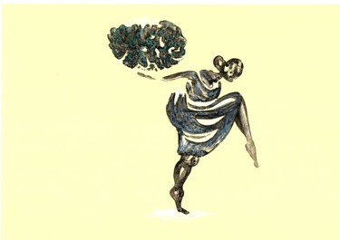Gravures & estampes intitulée "Danseuse Art déco 3" par Sabine Maggiani, Œuvre d'art originale, Monotype