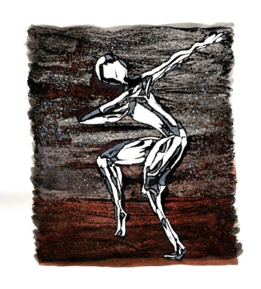 Gravures & estampes intitulée "Danse de l'augure 2" par Sabine Maggiani, Œuvre d'art originale, Monotype