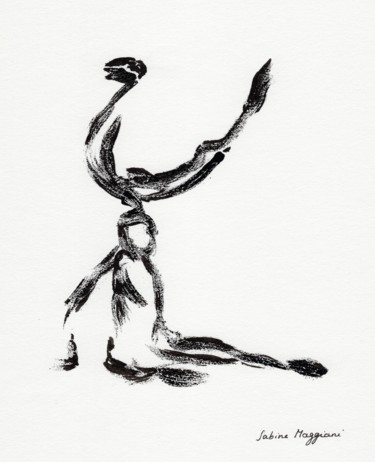 Gravures & estampes intitulée "Danseurs 3" par Sabine Maggiani, Œuvre d'art originale, Monotype