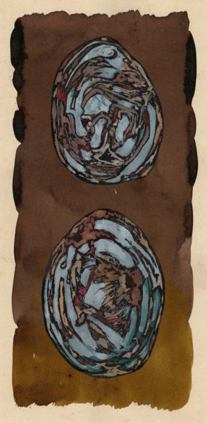 Gravures & estampes intitulée "Galets, terre" par Sabine Maggiani, Œuvre d'art originale, Monotype