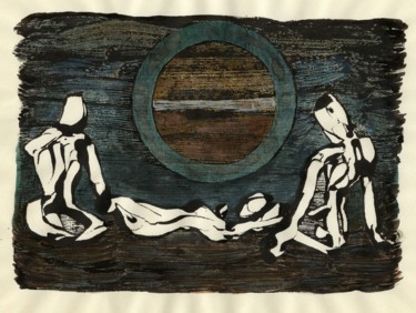 Gravures & estampes intitulée "Rêve circulaire" par Sabine Maggiani, Œuvre d'art originale, Monotype