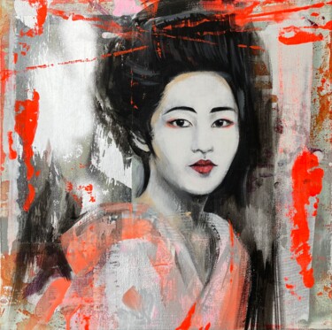 Pintura titulada "Geisha mood II" por Sabine Rusch, Obra de arte original, Acrílico Montado en Bastidor de camilla de madera