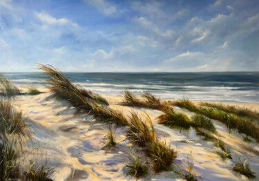 Painting titled "Sylt - Dünen" by Sabine Schramm, Original Artwork, Oil Mounted on Wood Stretcher frame