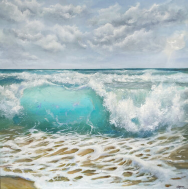 Peinture intitulée ""Baiser de la mer"…" par Sabine Schramm, Œuvre d'art originale, Huile Monté sur Châssis en bois