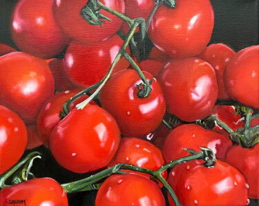 Malarstwo zatytułowany „Cocktail-Tomaten |…” autorstwa Sabine Schramm, Oryginalna praca, Olej Zamontowany na Drewniana rama…