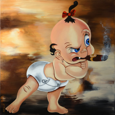 Malarstwo zatytułowany „Baby Herman” autorstwa Sabine Vandermouten (Sabine.V), Oryginalna praca, Akryl Zamontowany na Drewni…