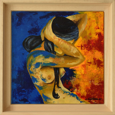 Painting titled "Séductrice" by Sabine Vandermouten (Sabine.V), Original Artwork, Acrylic Mounted on Wood Stretcher frame