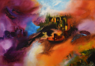 Painting titled "L'Arche" by Sabine Vandermouten (Sabine.V), Original Artwork, Acrylic Mounted on Wood Stretcher frame