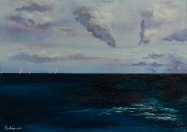 Peinture intitulée "Entre Ciel et Mer" par Sabine Vandermouten (Sabine.V), Œuvre d'art originale, Acrylique Monté sur Châssi…