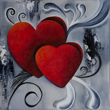 Peinture intitulée "Coeur de biscuit" par Sabine Vandermouten (Sabine.V), Œuvre d'art originale, Acrylique Monté sur Châssis…
