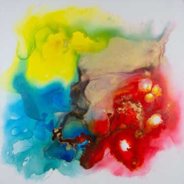 Malerei mit dem Titel "Eruption_" von Sabine Vandermouten (Sabine.V), Original-Kunstwerk, Tinte Auf Keilrahmen aus Holz mont…