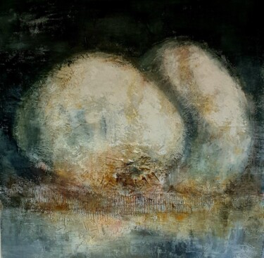 Картина под названием "Les galets" - Sabine Veillet, Подлинное произведение искусства, Акрил Установлен на Деревянная рама д…