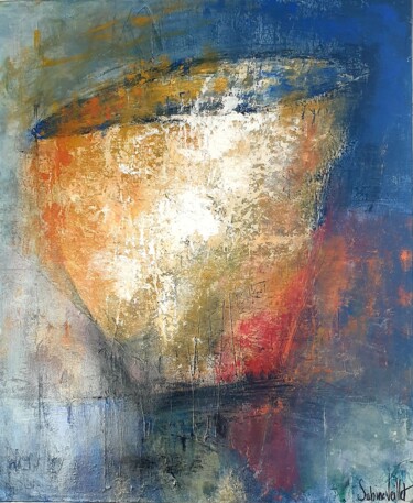 Painting titled "Poterie" by Sabine Veillet, Original Artwork, Acrylic Mounted on Wood Stretcher frame