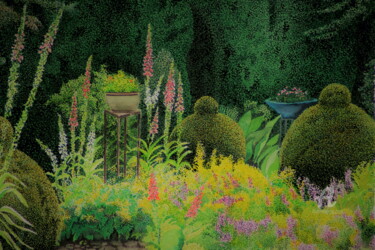 Painting titled "Der geheime Garten" by Sabine Weigel, Original Artwork, Watercolor