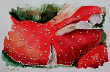 Malerei mit dem Titel "Fliegenpilz" von Sabine Weigel, Original-Kunstwerk, Aquarell